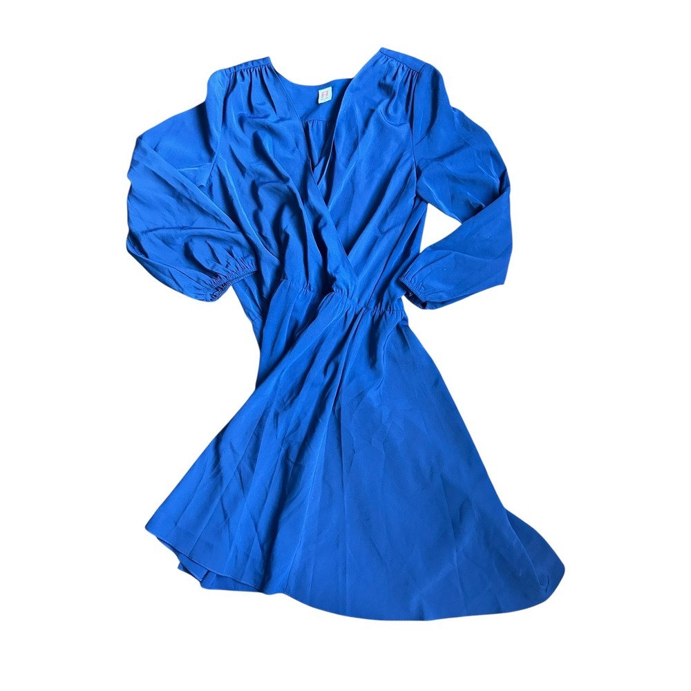 Amanda Uprichard Royal Blue V Neck Long Sleeve Midi Dress Women‎ Size L